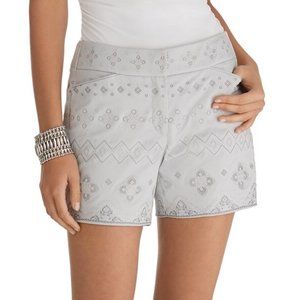 White House Black Market Grey Embroidered Shorts